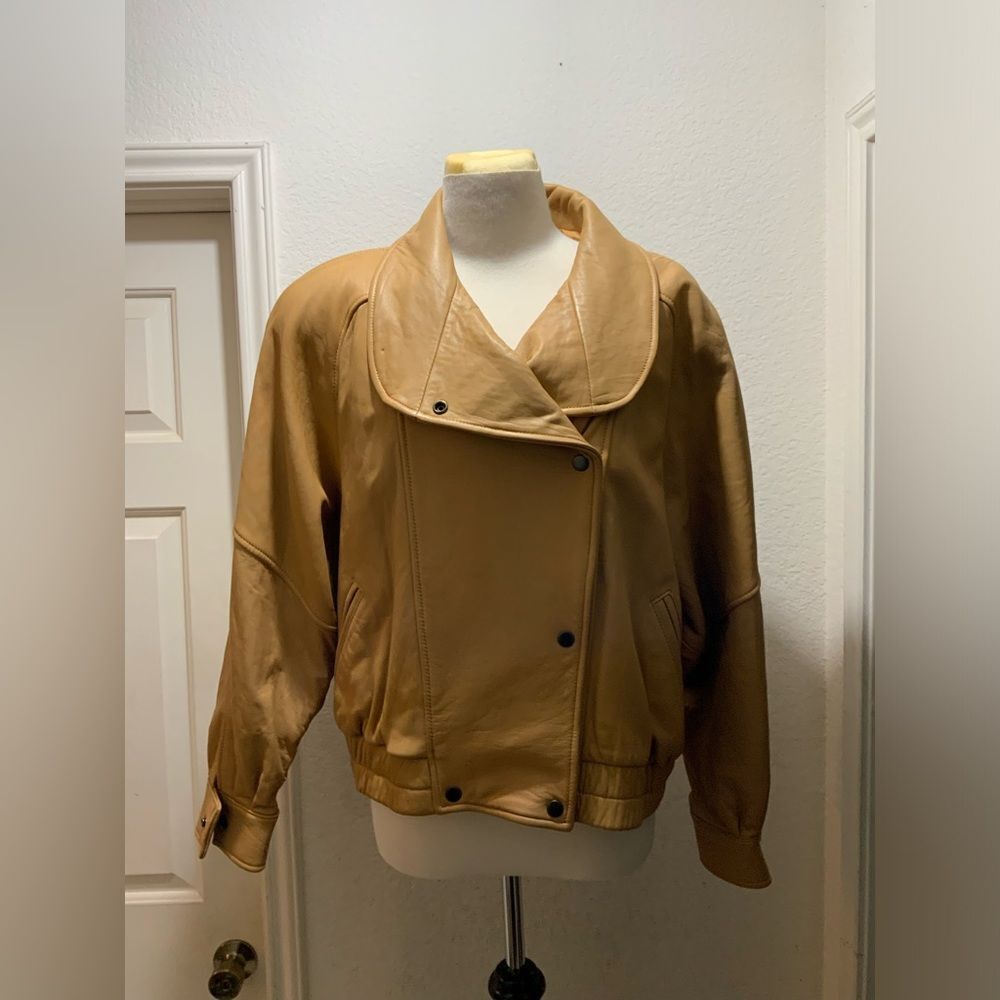 LNR La Nouvelle Renaissance Womens Leather Jacket Size M Brown Button Up